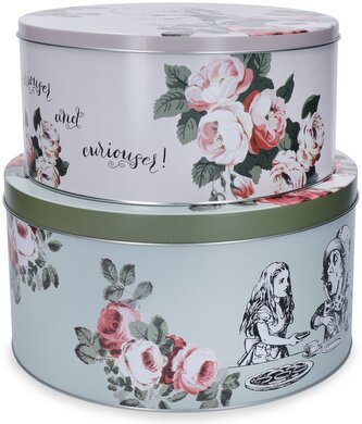 Sada dvou plechových dóz Alice In Wonderland