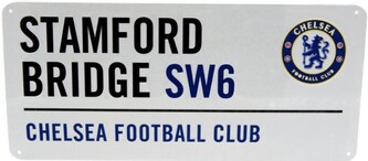 Kovová cedule na zeď FC Chelsea: Stamford Bridge SW6 (40 x 18 cm)