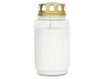 Lampička hřbitovní skleněná RIBBED d9x17cm, kovové víčko