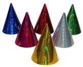 Párty kloboučky, 6 ks, metalické třpytivé barvy