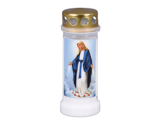 Lampička hřbitovní plast MARY d7x17cm, kovové víčko