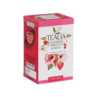 Tealia Strawberry Hibiscus Rosehip, bylinný čaj (20 sáčků) DMT 7/2024
