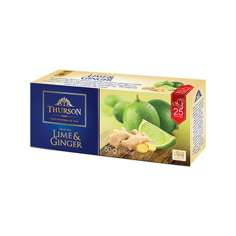 Thurson Lime & Ginger, černý čaj (25 sáčků)