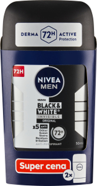 Nivea Men Black & White Invisible Original tuhý antiperspirant, 2× 50 ml