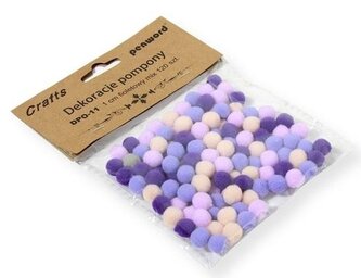 Dekoracje pompony 1cm mix fioletowy 120szt