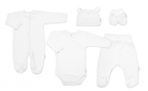 Praktická 5-dílná žebrovaná soupravička do porodnice Baby Nellys BOY, bílá; 56 (1-2m)