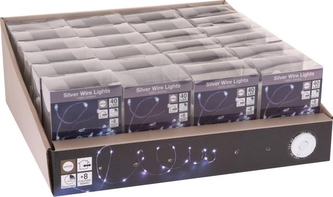 Řetěz 40 LED stříbrný s časovačem