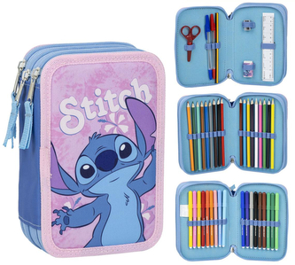 Trojité školní pouzdro na tužky Disney|Lilo & Stitch: Stitch (13 x 20 x 7 cm)