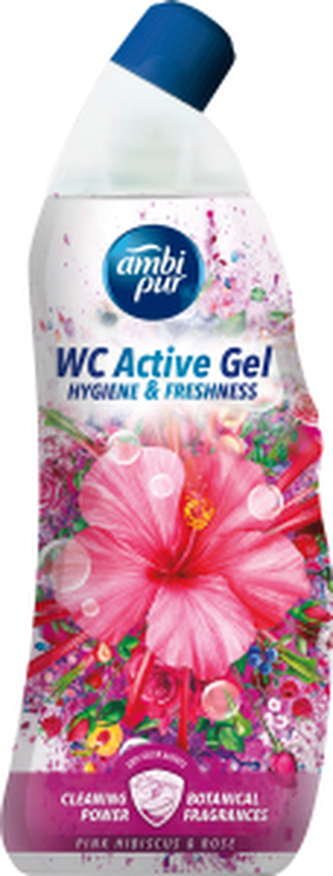 Ambi Pur WC Active Gel Růžový ibišek & růže WC čistič, 750 ml