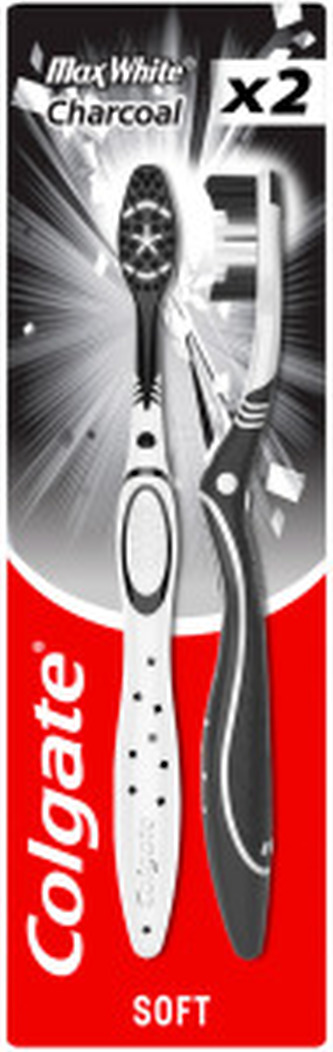 Colgate Max White Charcoal zubní kartáček, soft, 2 ks