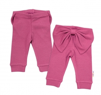 Baby Nellys Dívčí žebrované legíny s mašlí - vínové, vel. 104; 104 (3-4r)