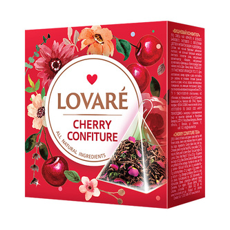 Lovaré Cherry Confiture, černý/zelený čaj (15 pyramid)