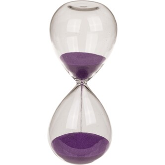Skleněné přesýpací hodiny, 5 minut, 12,5 x 5 cm, barva purpurová