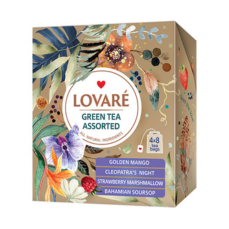 Lovaré Green Tea Assorted, sada čajů (32 sáčků)