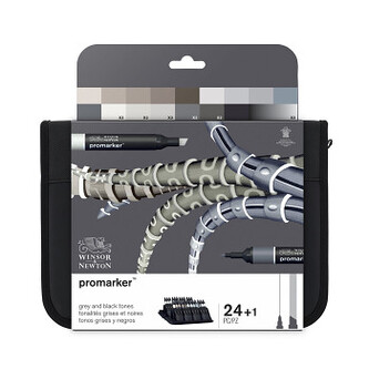 Sada popisovačů WN Promarker 24ks Wallet Black and Greys