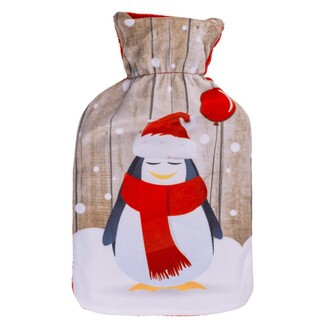 Termofor tučňáček, 0,7 L, barva béžová/červená