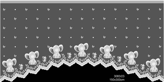 Hotová záclona, Slůňata, bílá 300 x 150 cm