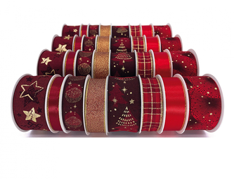 Stuha dekorační na cívce mix červenohnědá, 1 role