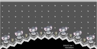 Hotová záclona, Slůňata barevné 300 x 150 cm