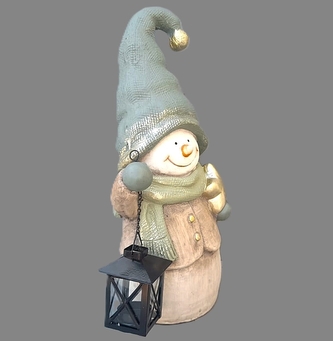 Sněhulák v kabátku s lucernou