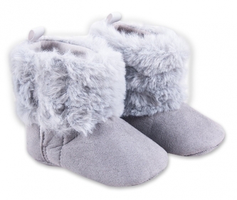 Zimní kojenecké capačky/botičky s kožíškem YO ! - šedá, 6/12m; 68-80 (6-12m)