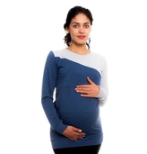 Be MaaMaa Těhotenské, kojící tričko Jaklyn - modro/šedé, vel. L; L (40)