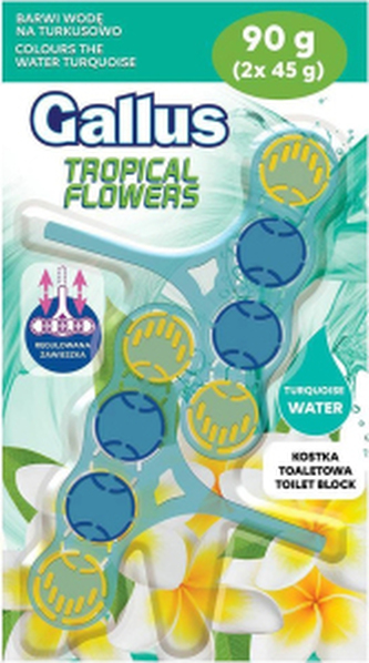 Gallus Tropical Flowers WC blok barvicí vodu, 2× 45 g