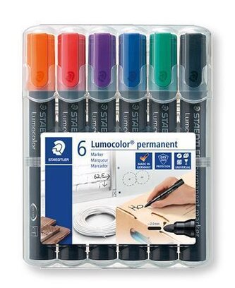 Permanentní popisovač "Lumocolor 352", sada, 6 barev, 2 mm, kuželový hrot, STAEDTLER 352 WP6