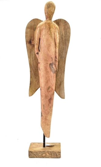 Dřevěný anděl Tami Mango na podstavci 45x13x10 cm M