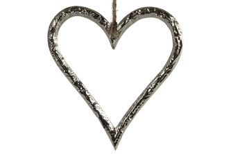 Kovové srdce Lovely stříbrné 15x1x13 cm