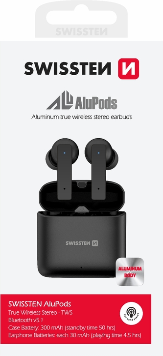 BLUETOOTH TWS SLUCHÁTKA SWISSTEN ALUPODS