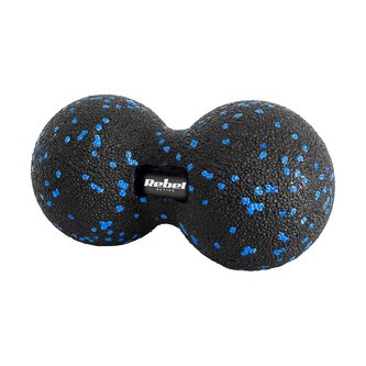 Masážní míč dvojitý 12 cm, REBEL ACTIVE RBA-3056-12, černomodrý, materiál EPP