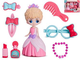 Panenka princezna 16cm se sadou krásy 7ks v krabičce