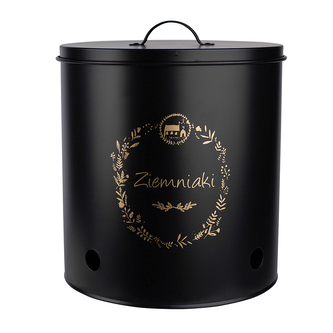 KONTEJNER NA UCHOVÁVÁNÍ BRAMBOR 21.5X23CM ČERNÝ POLSKÉ NÁPISY