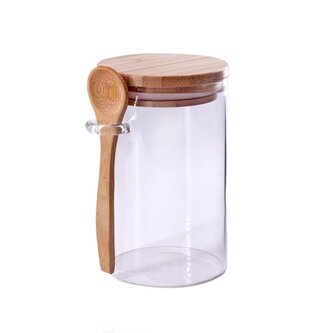DÓZA S BAMBUS VÍČKEM A LŽIČKOU 500ML BOROSILIKÁT