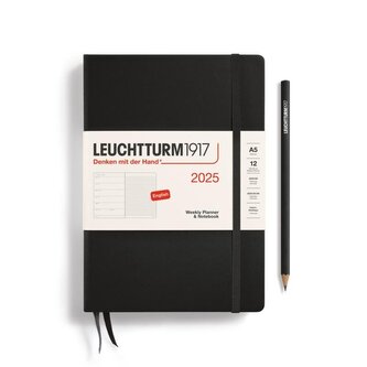 Leuchtturm1917 Weekly Planner & Notebook Medium (A5) 2025 Black