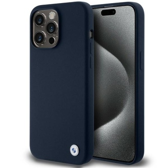Etui BMW Silicone Metal Logo na iPhone 15 Pro - granatowe