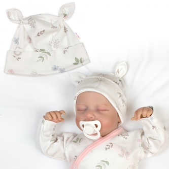 Čepička pro miminko, bavlna, Luční kvítí, cream Rose, vel. 62/68; 62/68 (3-6m)