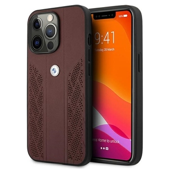 Etui BMW Leather Curve Perforate na iPhone 13 Pro / iPhone 13 - czerwone