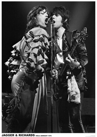 Plakát, Obraz - Rolling Stones - Mick Jagger & Keith Richards, Germany 76, 59.4 × 84 cm