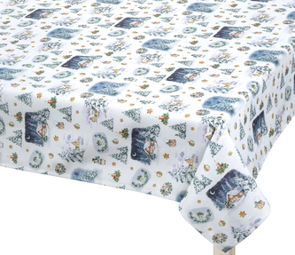 Ubrus  VÁNOCE - Chaloupka, krajina zasněžená - 100x100 cm