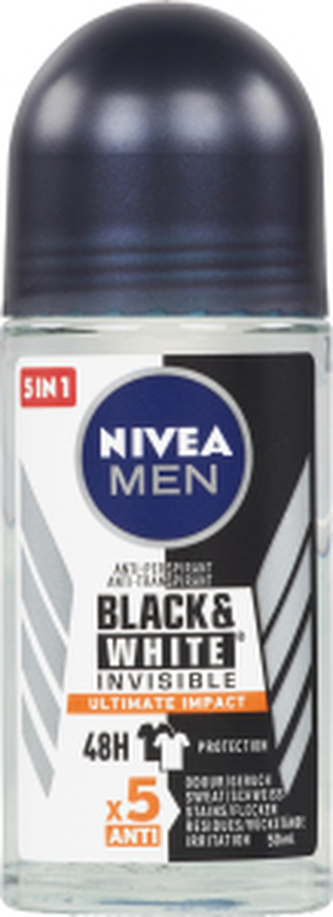 Nivea Men Black & White Invisible Ultimate Impact kuličkový antiperspirant, 50 ml