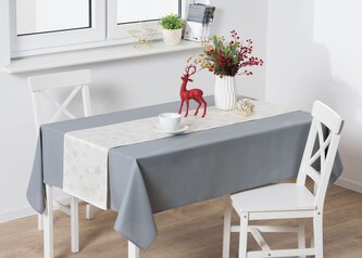 Vánoční ubrus - běhoun na stůl SPARK zlatý potisk bílá 35x140 cm Mybesthome