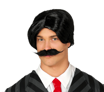 Černá paruka s knírem