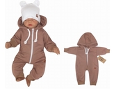 Z&Z Dětský teplákový overálek s kapucí, čokoládový, vel. 74; 74 (6-9m)