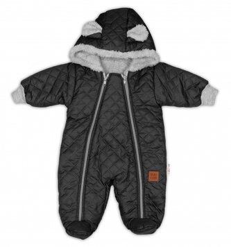 Zimní kojenecká kombinéza s kapucí Bear Club, grafit, vel. 68; 68 (3-6m)