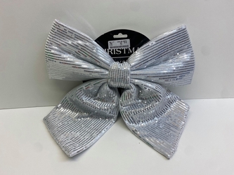 Mašle s flitry 25 cm stříbrná