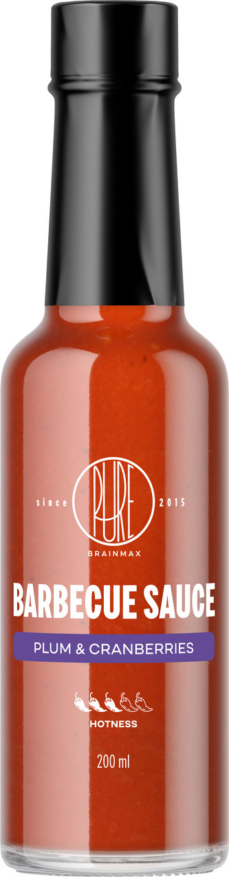 BrainMax Pure Barbecue sauce, Plum & Cranberries (barbecue omáčka, švestka a brusinky), 200 ml