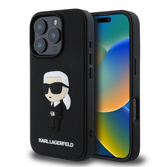 Karl Lagerfeld 3D Rubber Ikonik Zadní Kryt pro iPhone 16 Pro Black Karl Lagerfeld 3D Rubber Ikonik Zadní Kryt pro iPhone 16 Pro Black