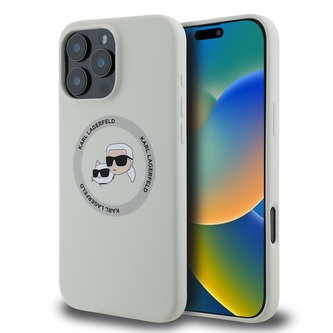 Karl Lagerfeld Liquid Silicone K&CH Heads MagSafe Zadní Kryt pro iPhone 16 Pro Max Beige Karl Lagerfeld Liquid Silicone K&CH Heads MagSafe Zadní Kryt pro iPhone 16 Pro Max Beige